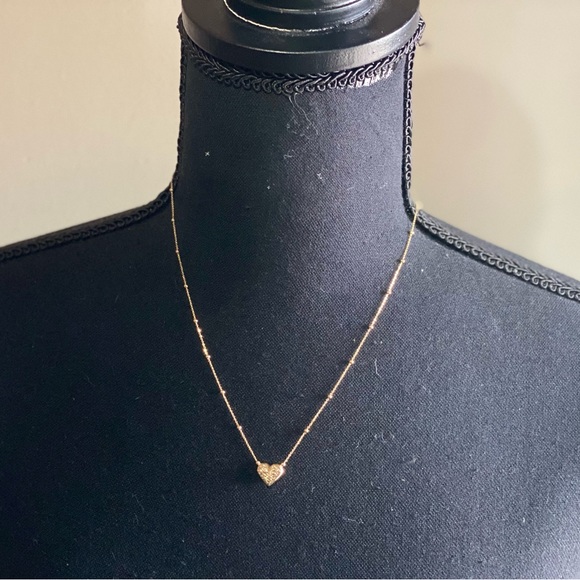 14k gold 18in beaded chain with heart necklace - Picture 11 of 12